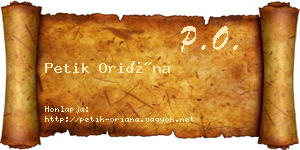 Petik Oriána névjegykártya